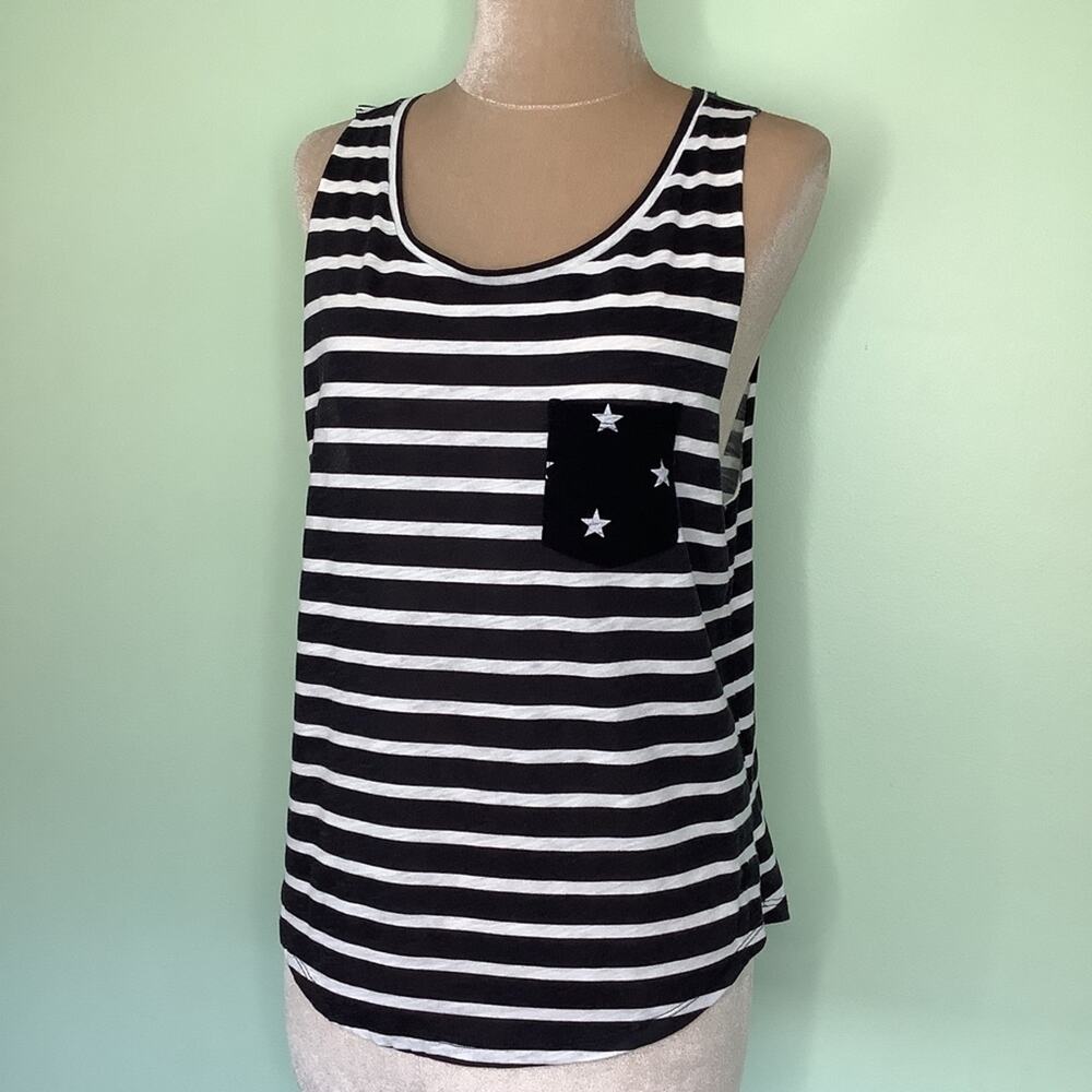 PINK Victoria’s Secret Stars and Stripes Raw Edge Muscle Sleeveless Tank Top